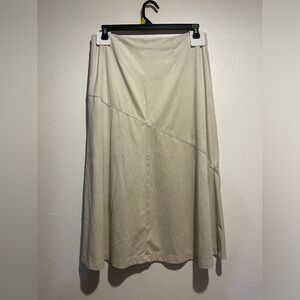 Time and Tru Cream A-Line Midi Skirt with Diagonal Seam